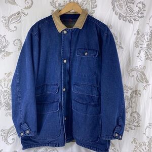 Vintage REDHEAD Trucker Blue Denim
Button Fleece‎ Lined Jean Jacket Size XL